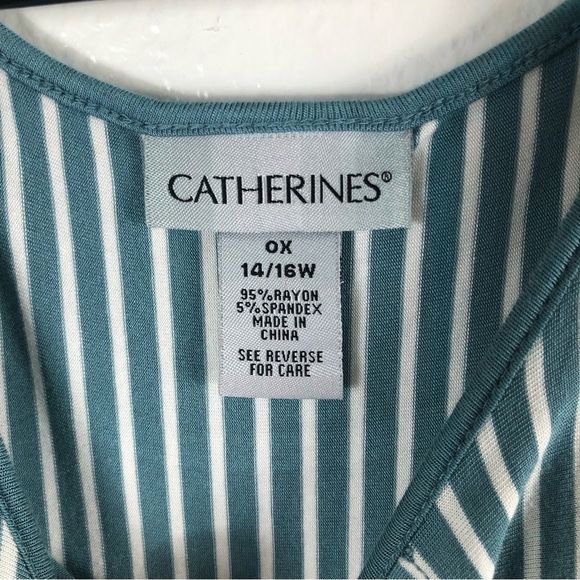 NWT Catherines Blue White Striped Midi Dress Womens 0X Sleeveless Twisted Front - Picture 12 of 12